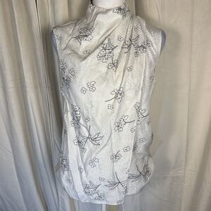 Tailored Rebecca Taylor silk top white and black Floral Size 4